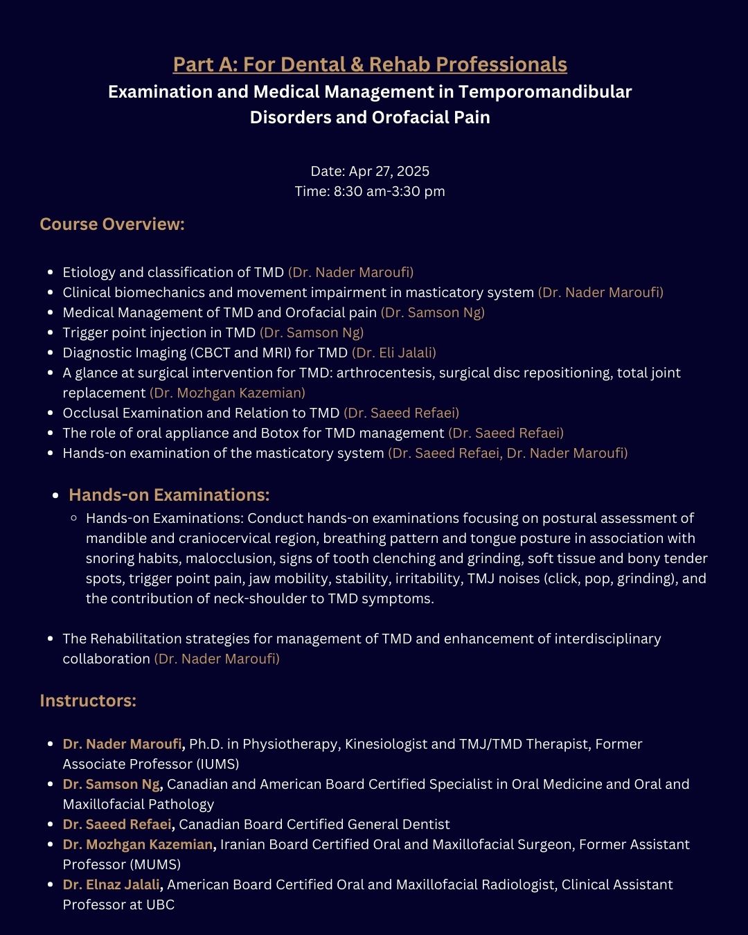 Mastery in TMD and Orofacial Pain for Dental Professionals (only Part A)