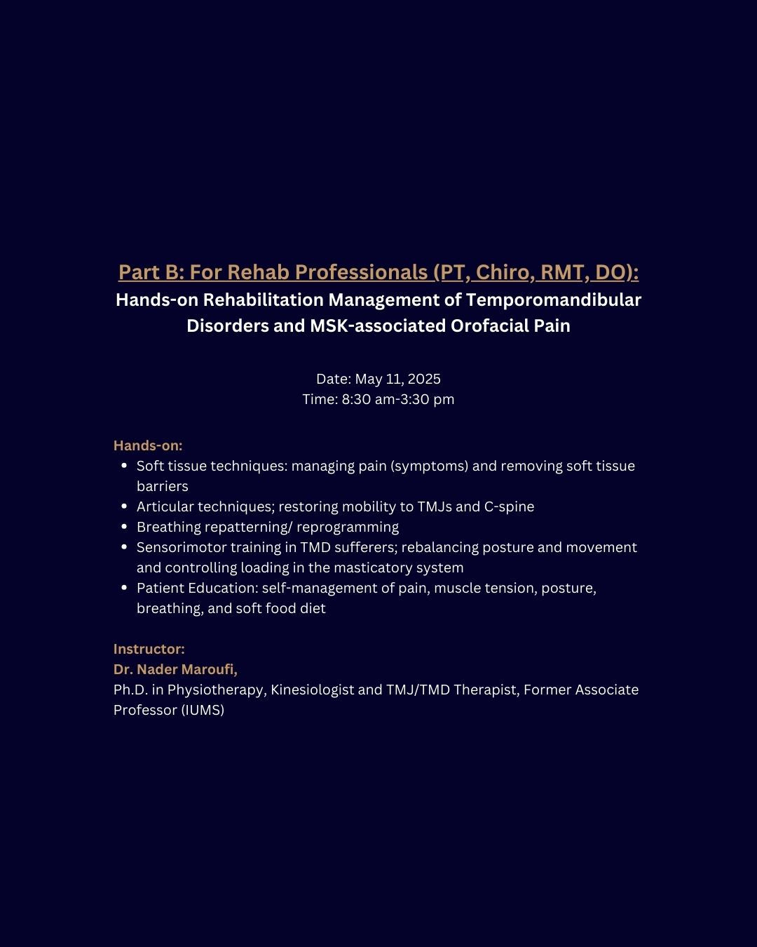 Mastery in TMD and Orofacial Pain for Dental Professionals (only Part A)