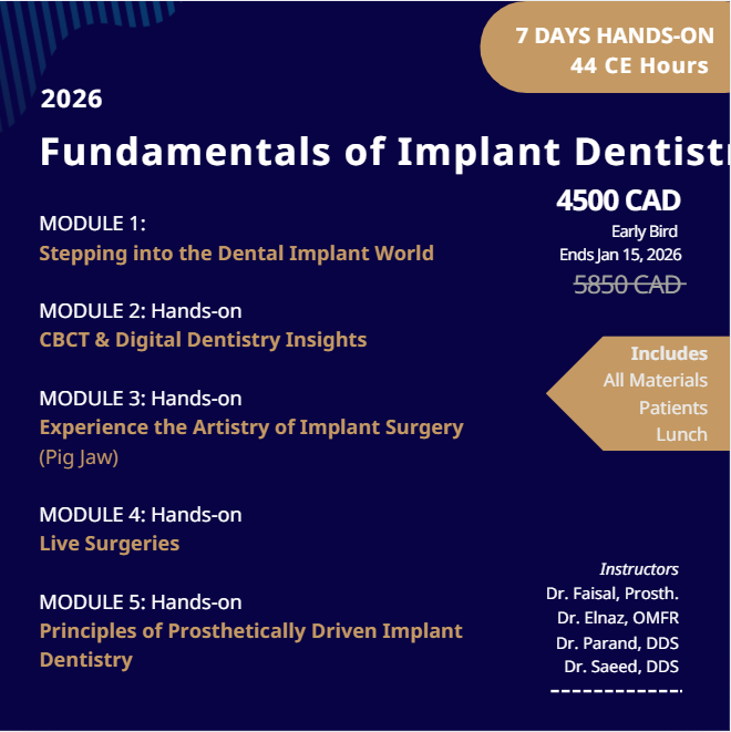 Fundamentals of Implant Dentistry | Modules 1-5 | 7-Days (2026)